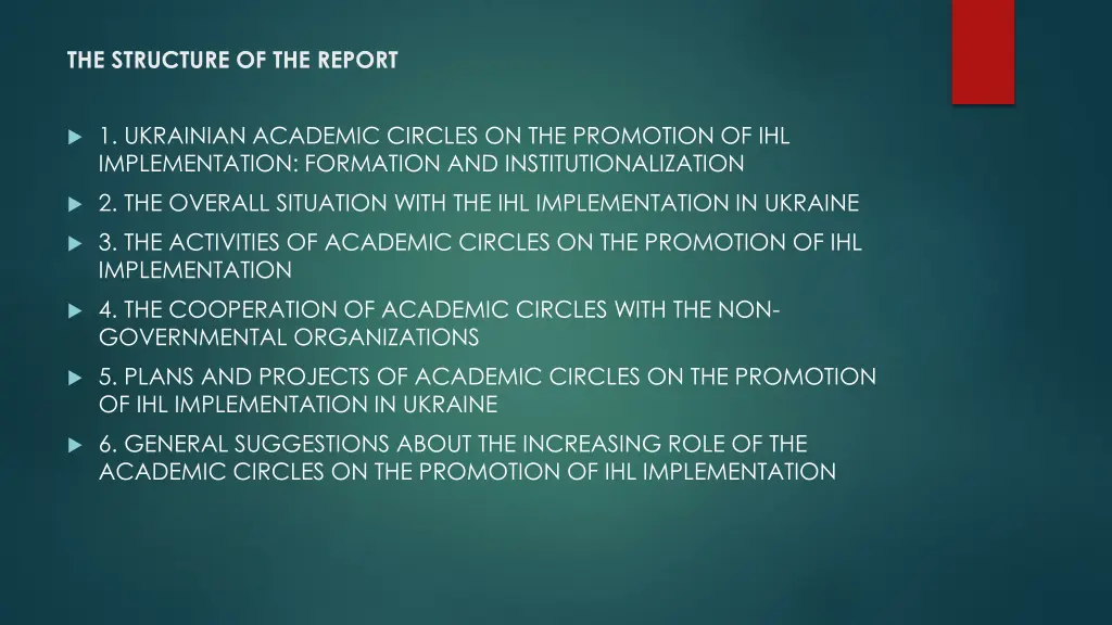 the structure of the report