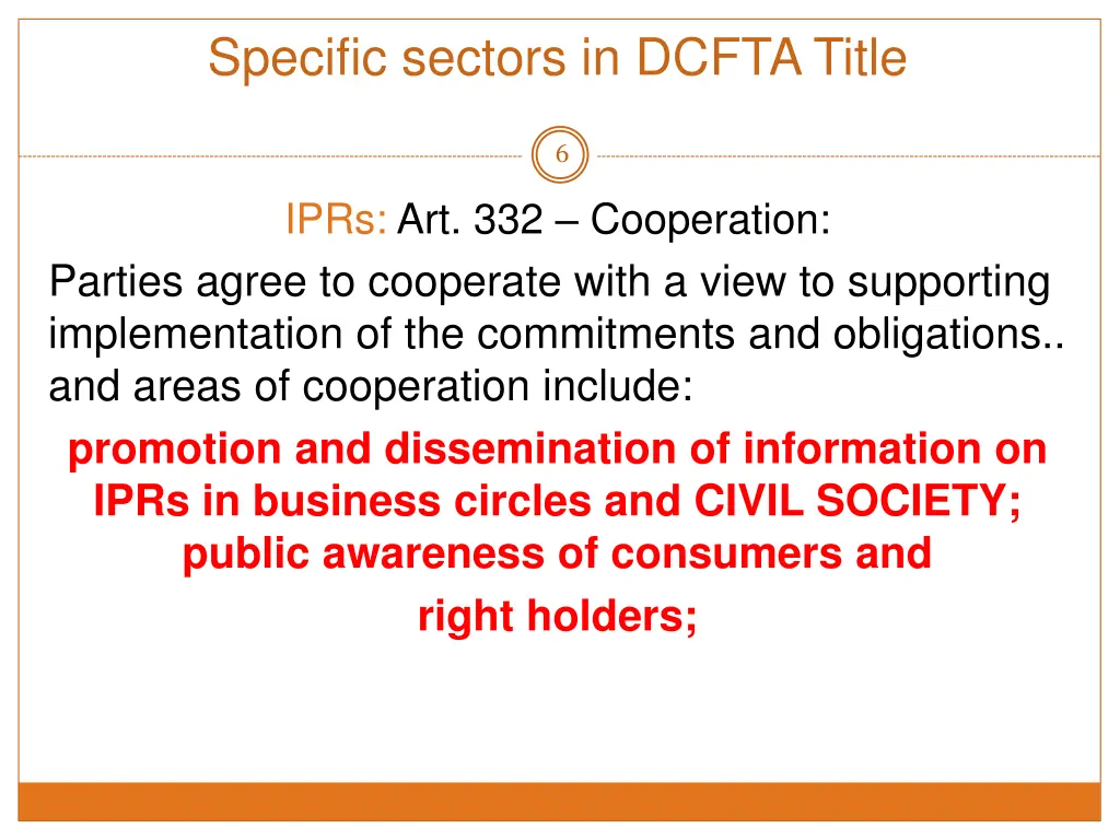 specific sectors in dcfta title