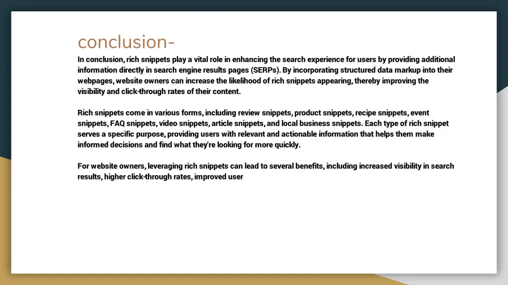 conclusion in conclusion rich snippets play