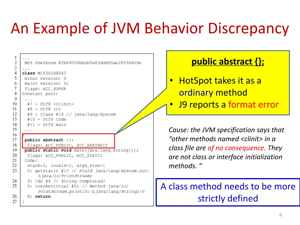 an example of jvm behavior discrepancy