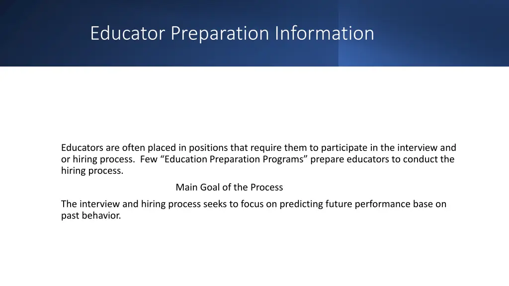 educator preparation information