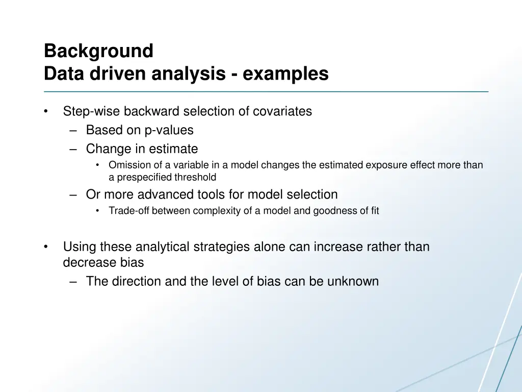 background data driven analysis examples