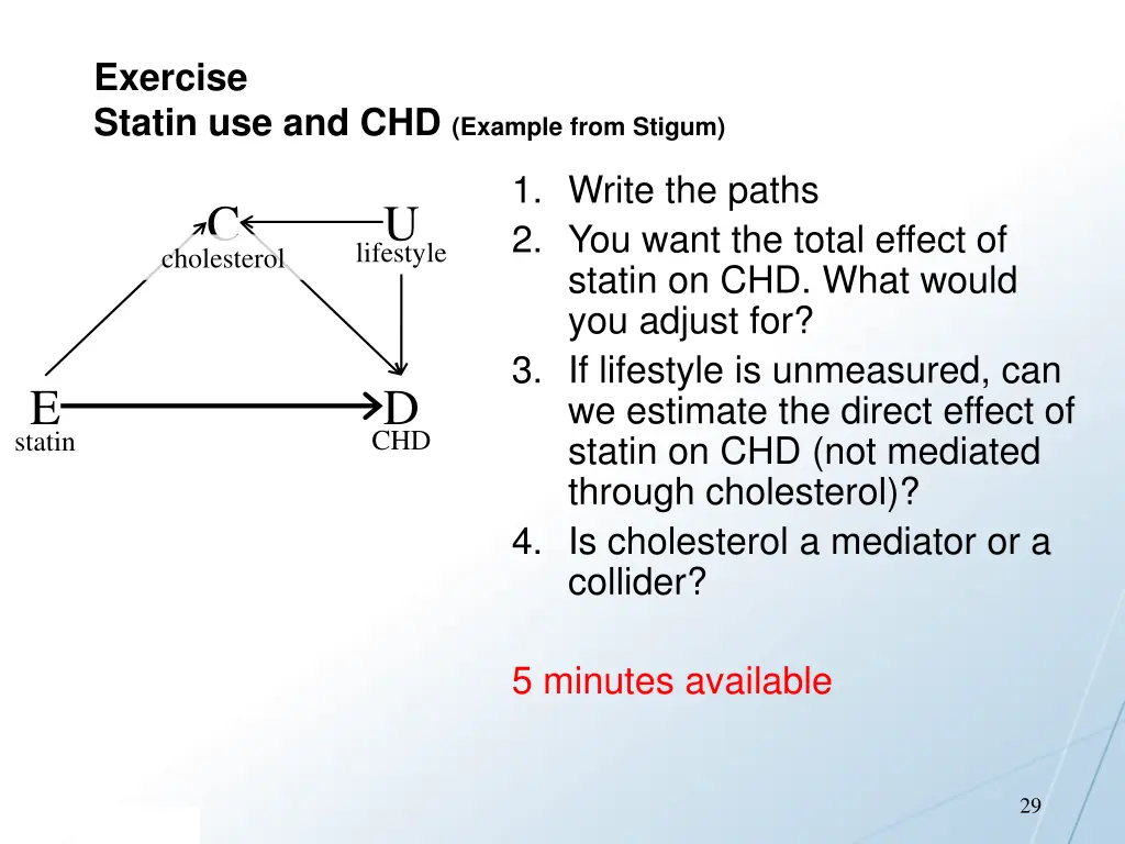 exercise statin use and chd example from stigum