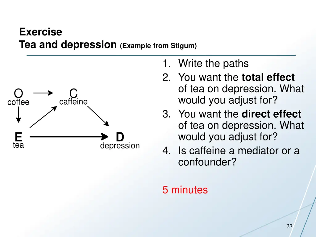 exercise tea and depression example from stigum