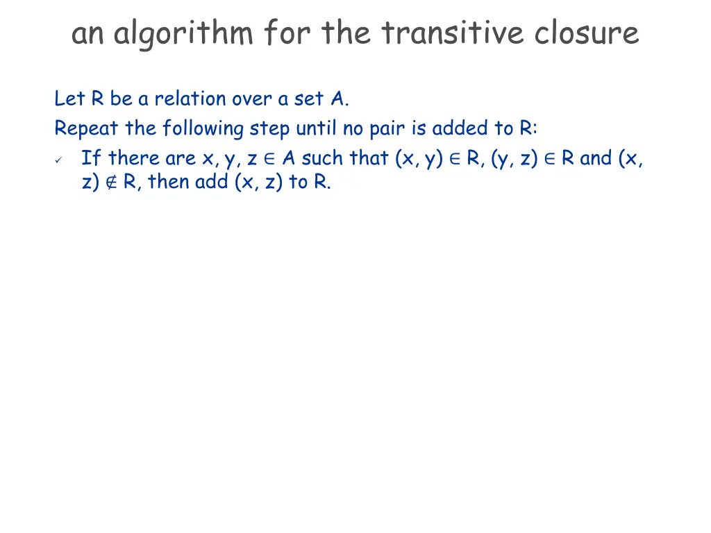 an algorithm for the transitive closure