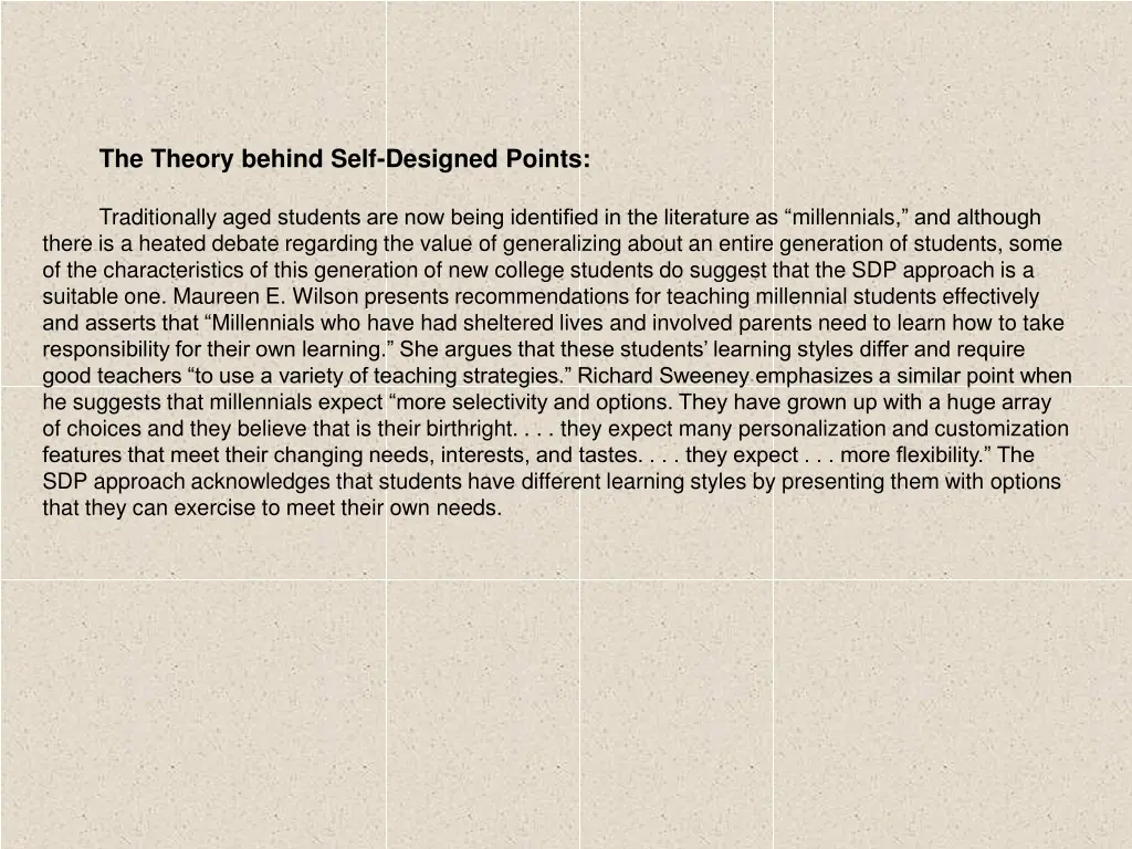 the theory behind self designed points