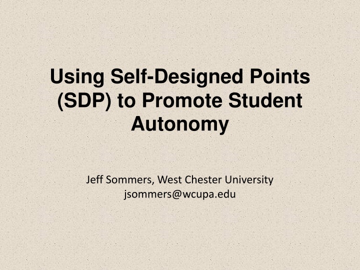 using self designed points sdp to promote student