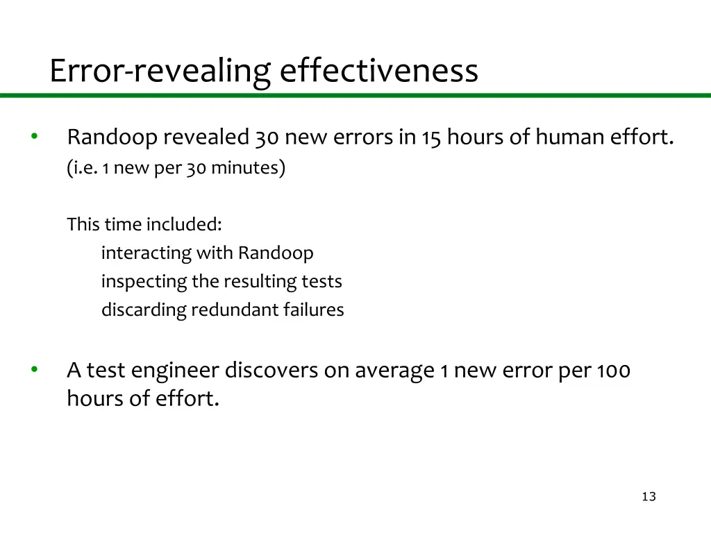 error revealing effectiveness