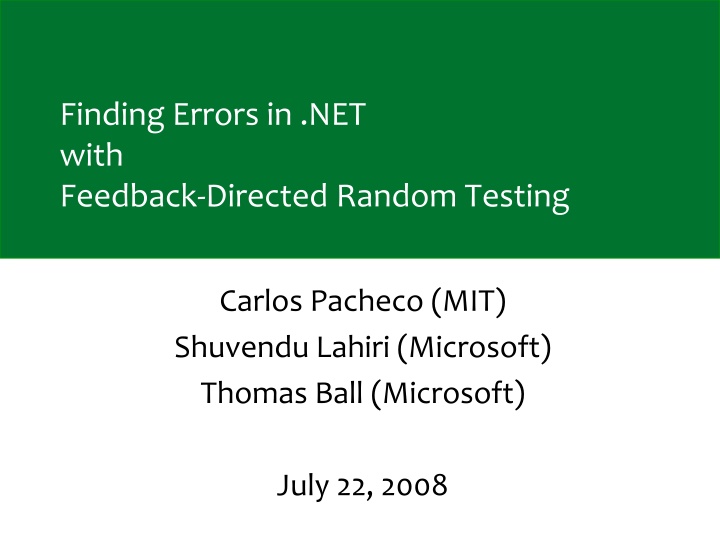 finding errors in net with feedback directed