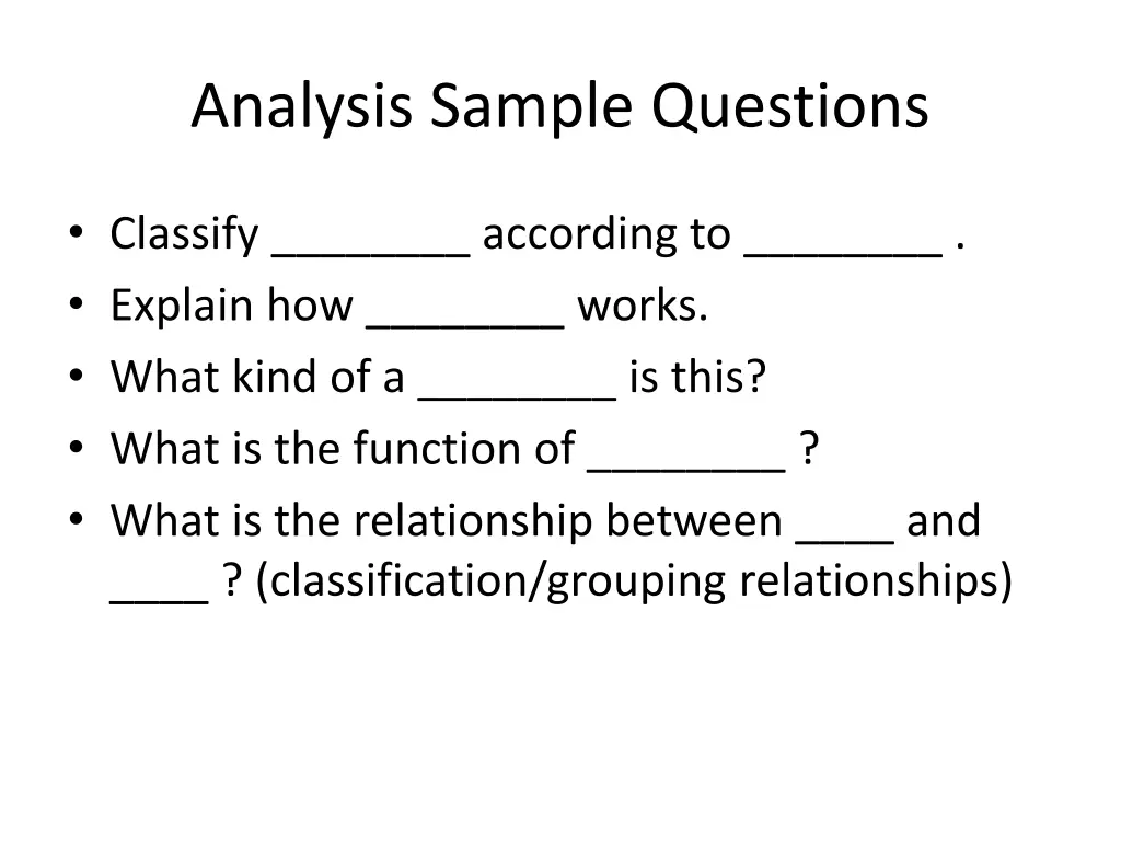 analysis sample questions