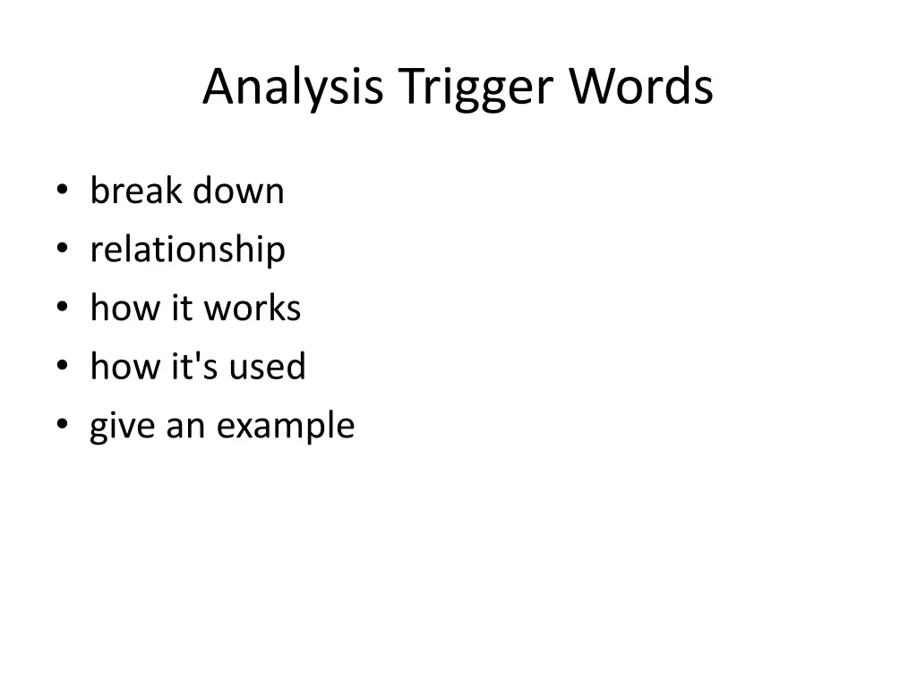 analysis trigger words