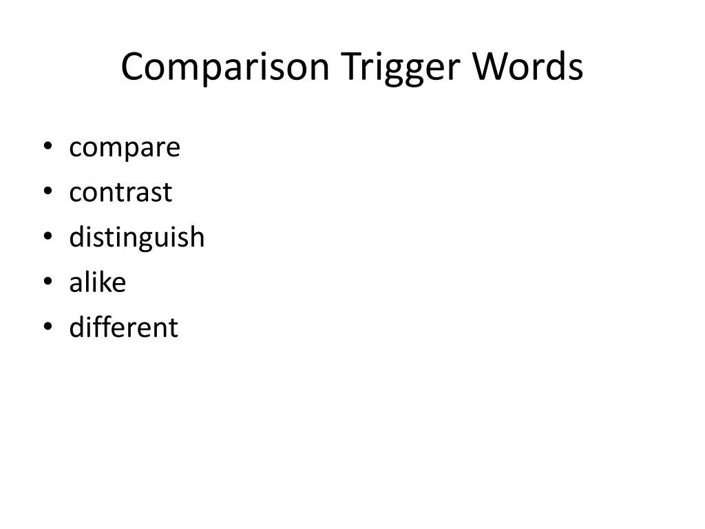 comparison trigger words