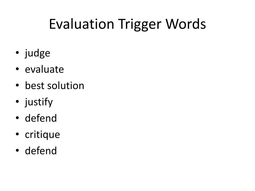 evaluation trigger words