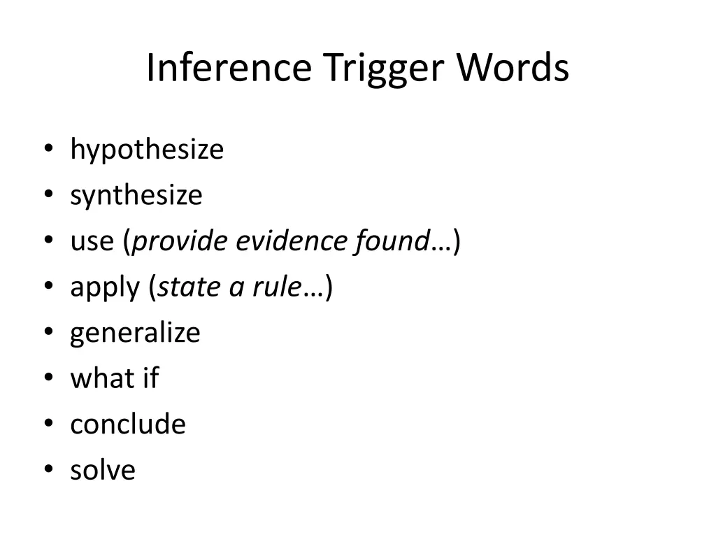 inference trigger words