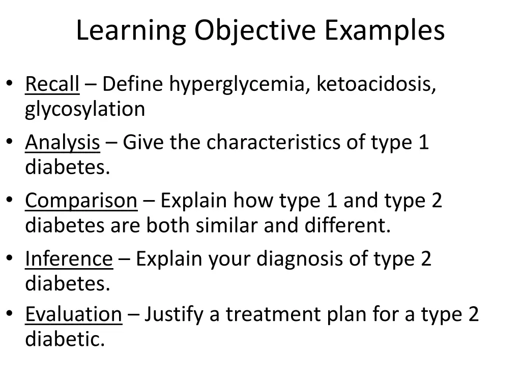 learning objective examples