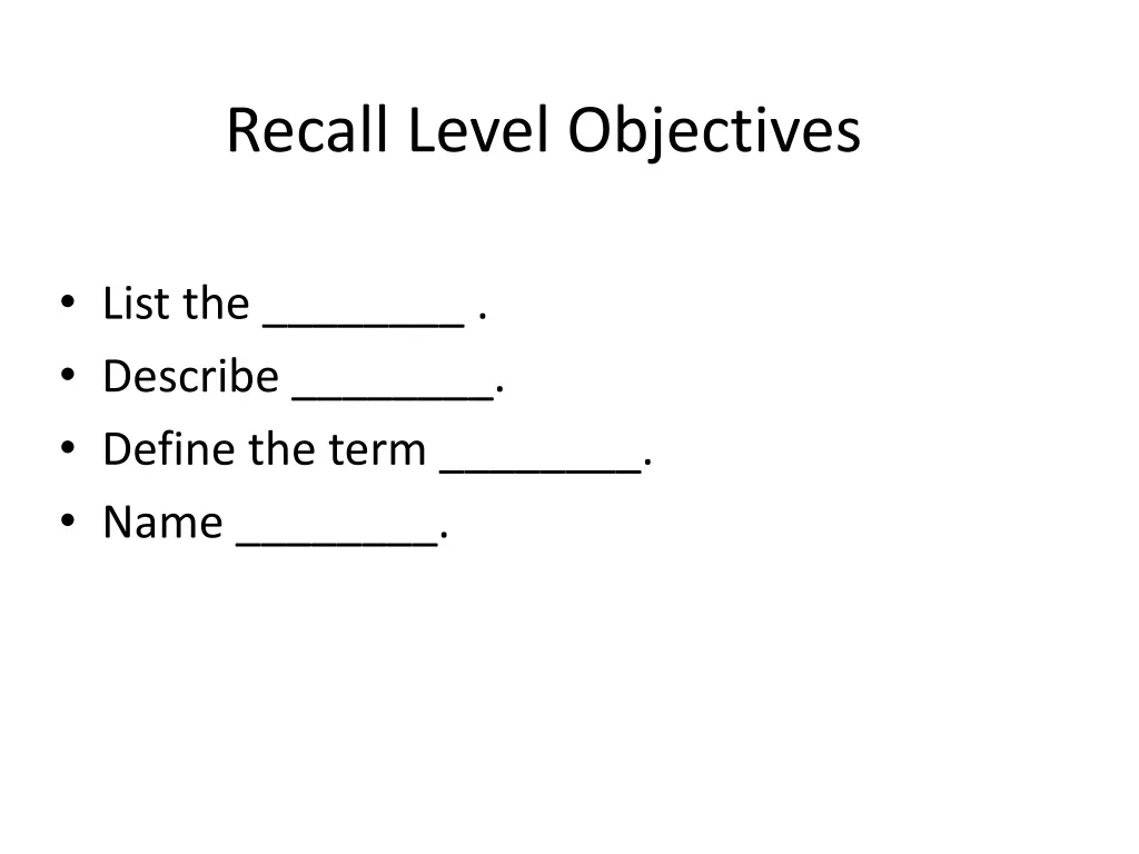 recall level objectives