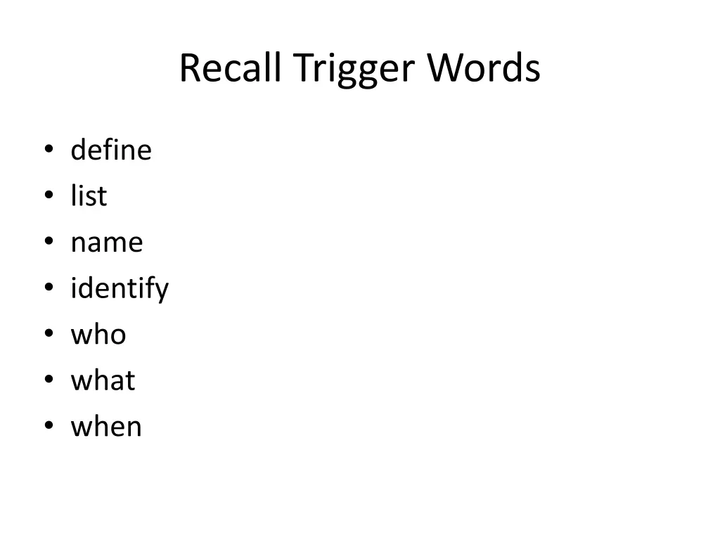 recall trigger words