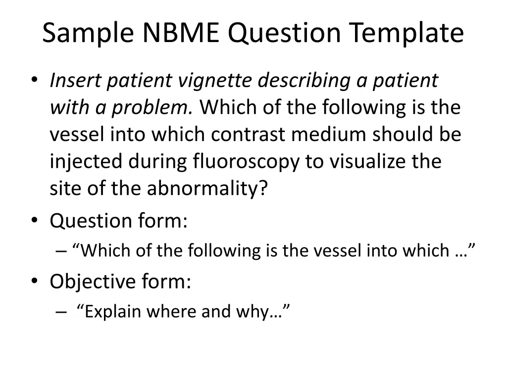 sample nbme question template