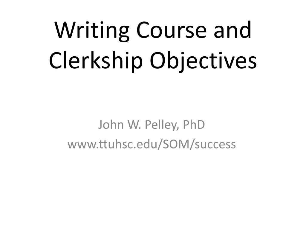 writing course and clerkship objectives