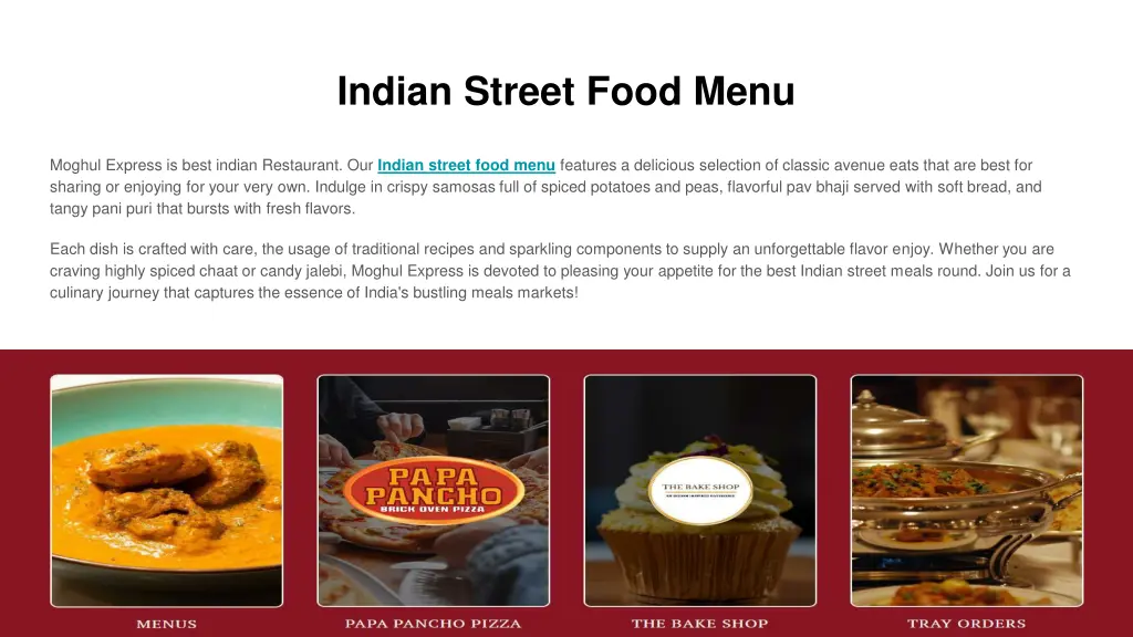 indian street food menu