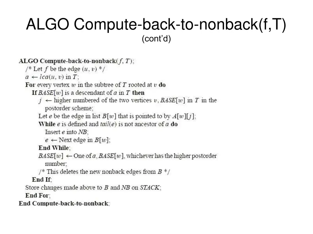 algo compute back to nonback f t cont d