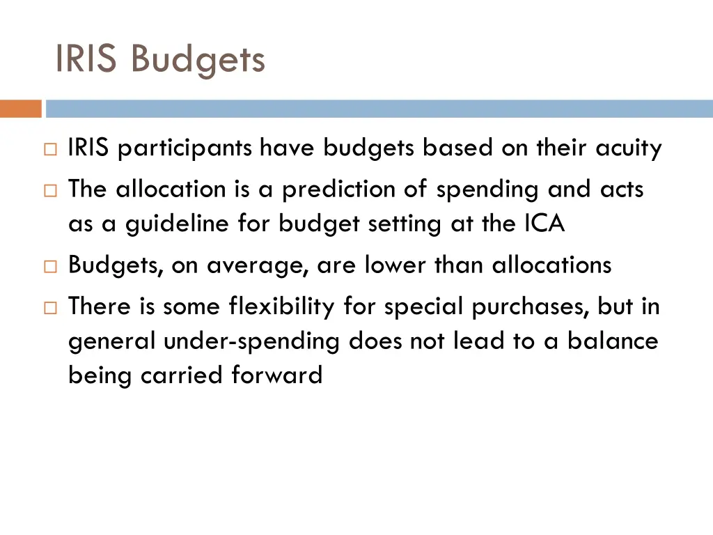 iris budgets