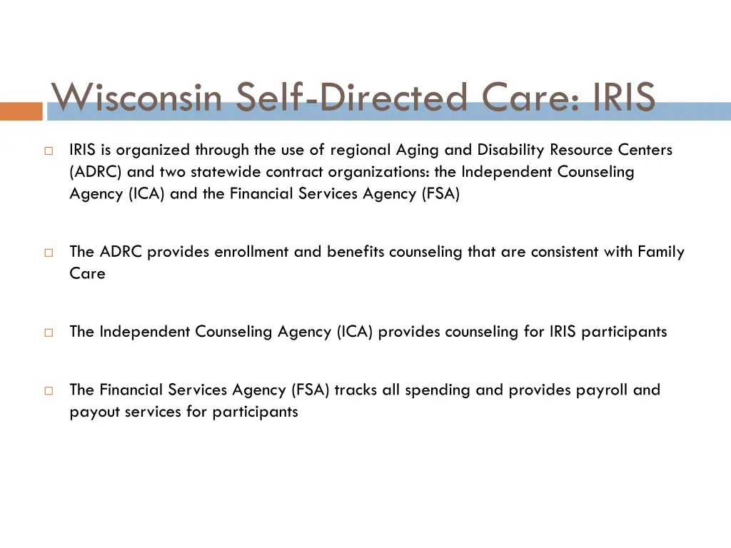 wisconsin self directed care iris 1