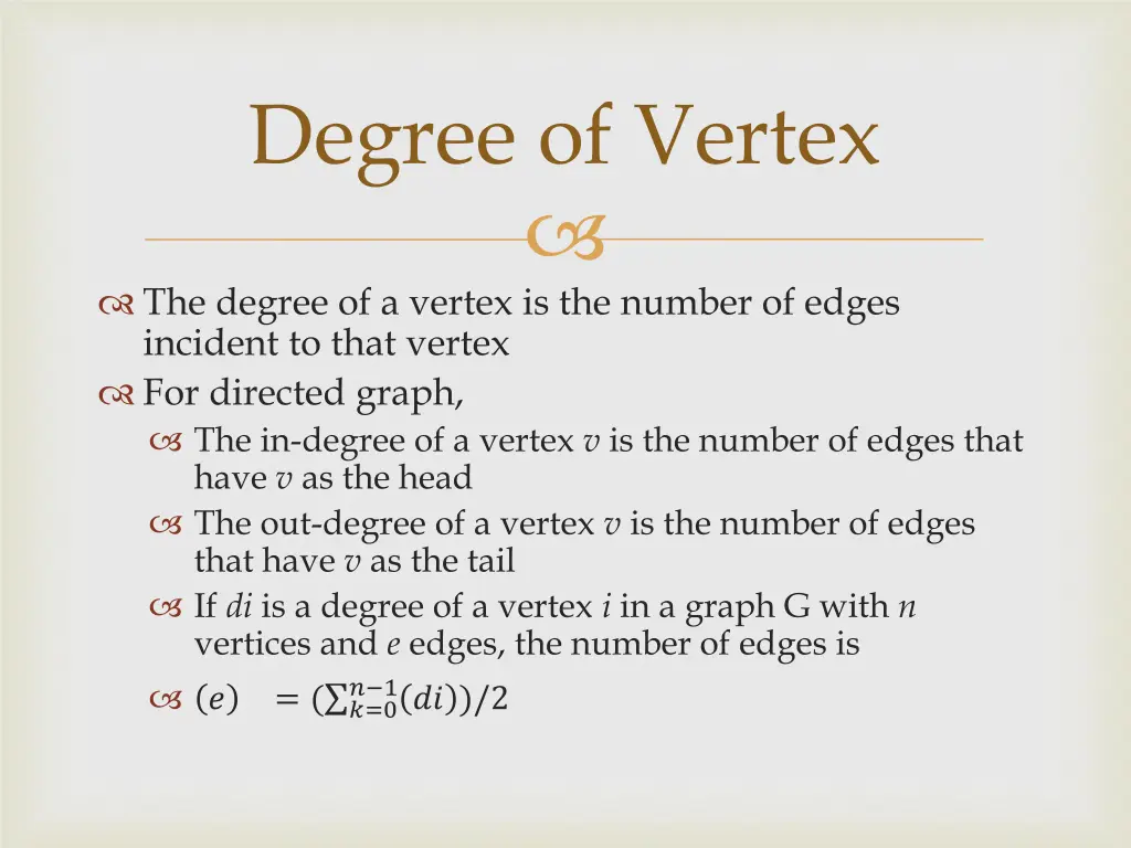 degree of vertex