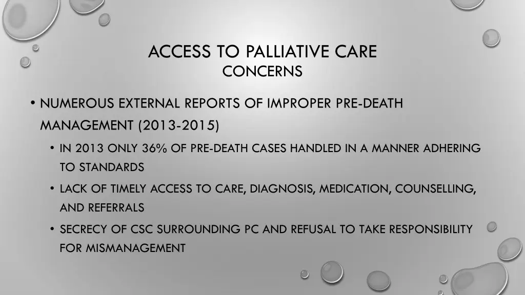 access to palliative care concerns