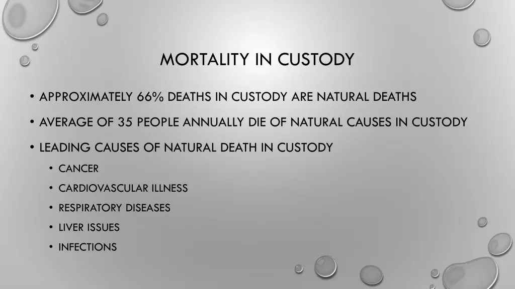 mortality in custody