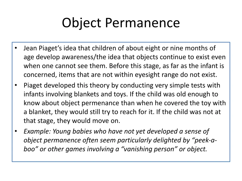 object permanence