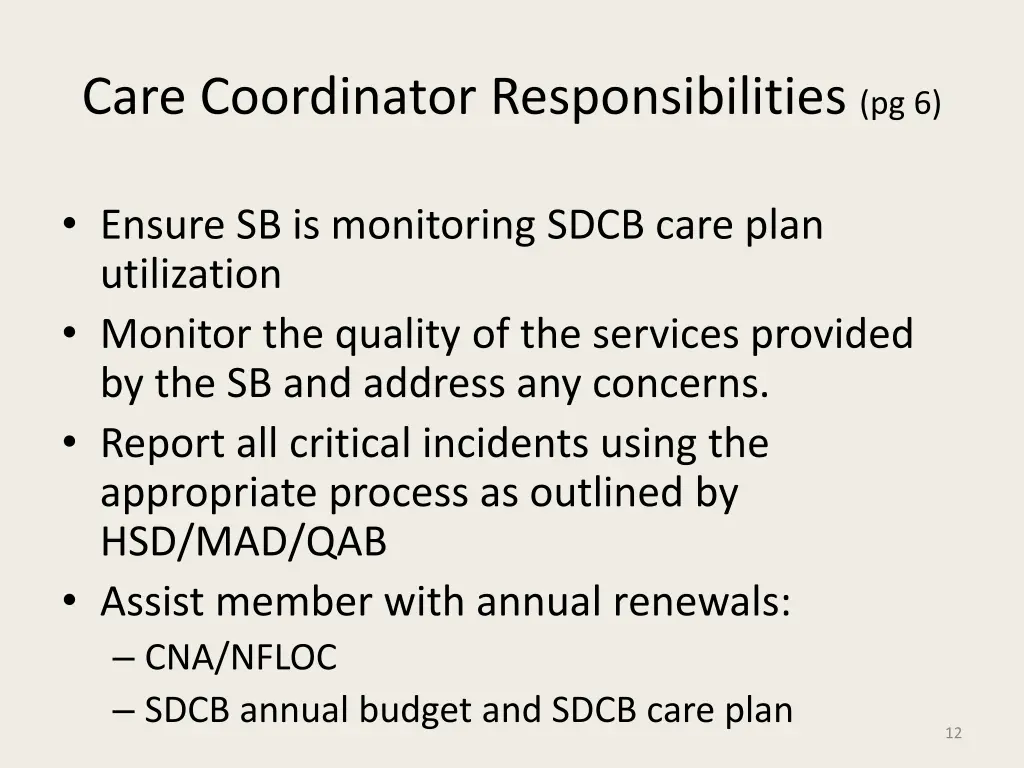 care coordinator responsibilities pg 6