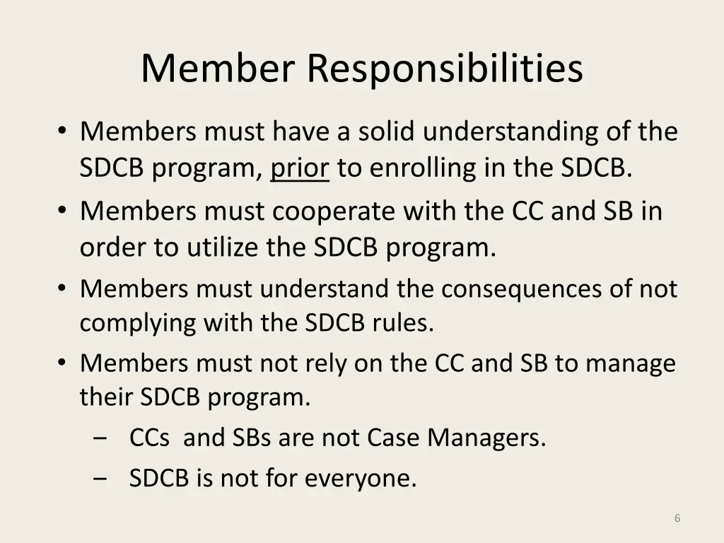 member responsibilities