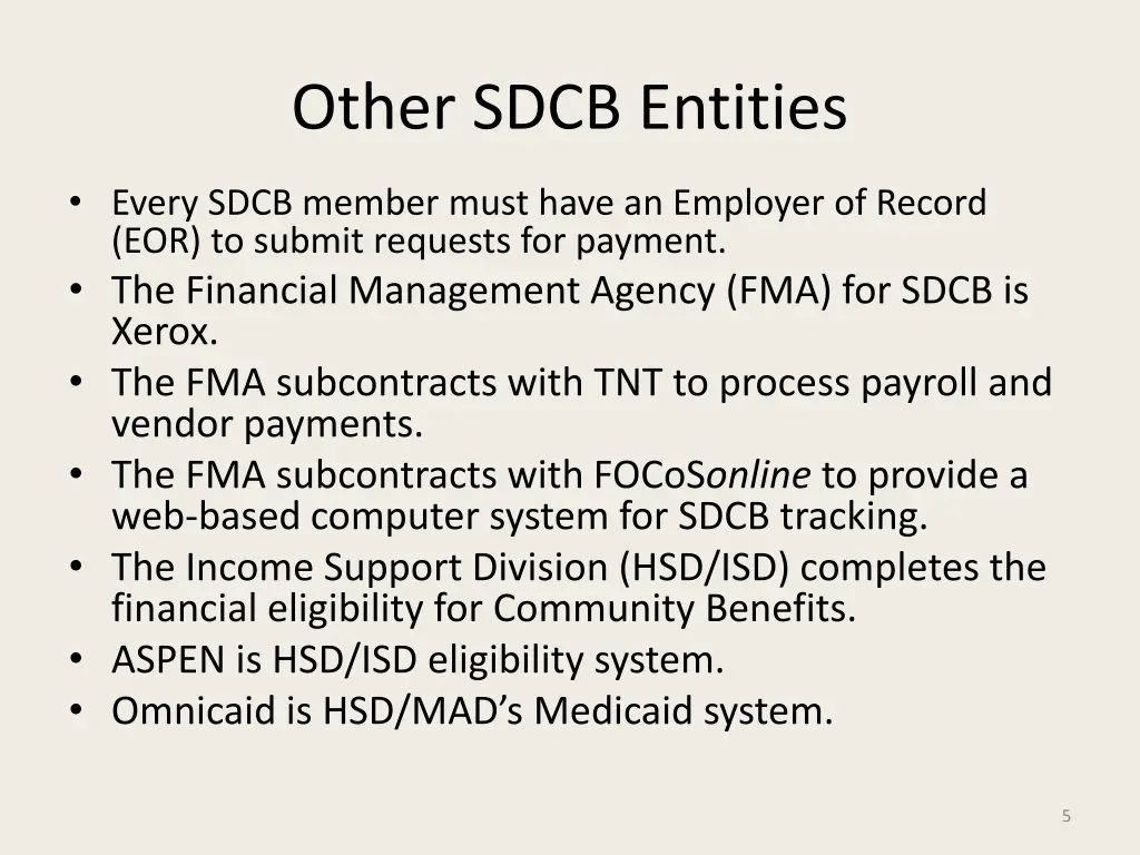 other sdcb entities