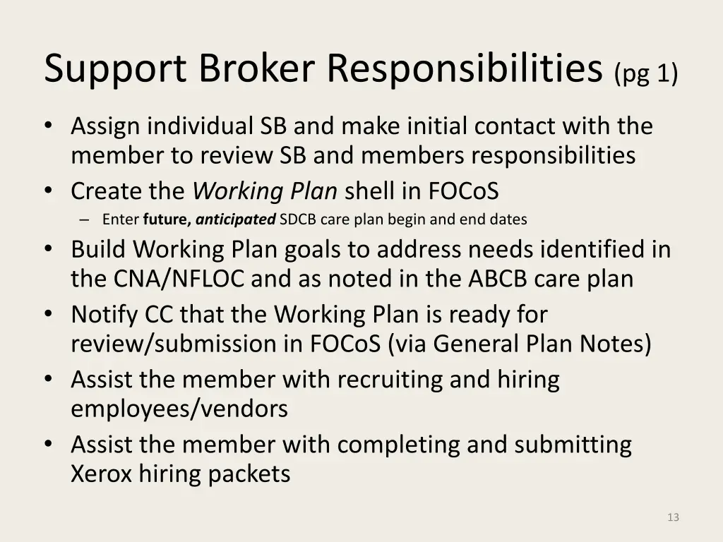 support broker responsibilities pg 1