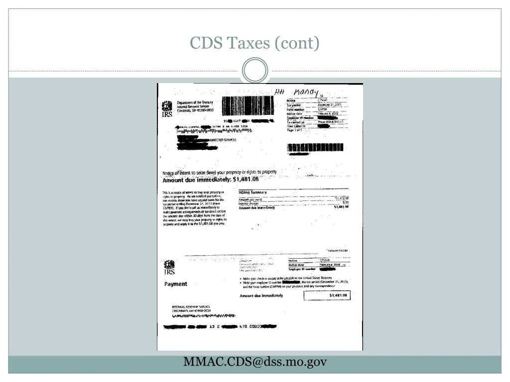 cds taxes cont