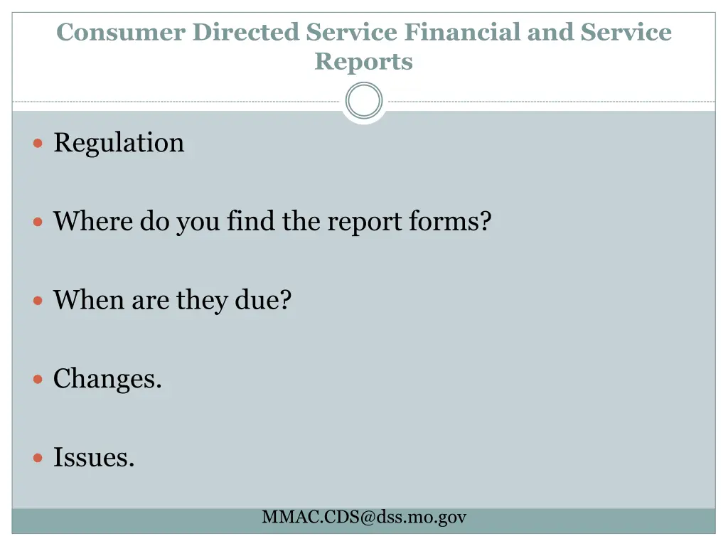 consumer directed service financial and service