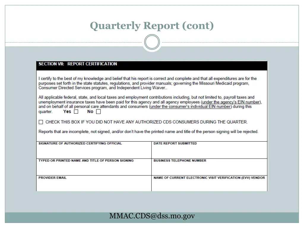 quarterly report cont