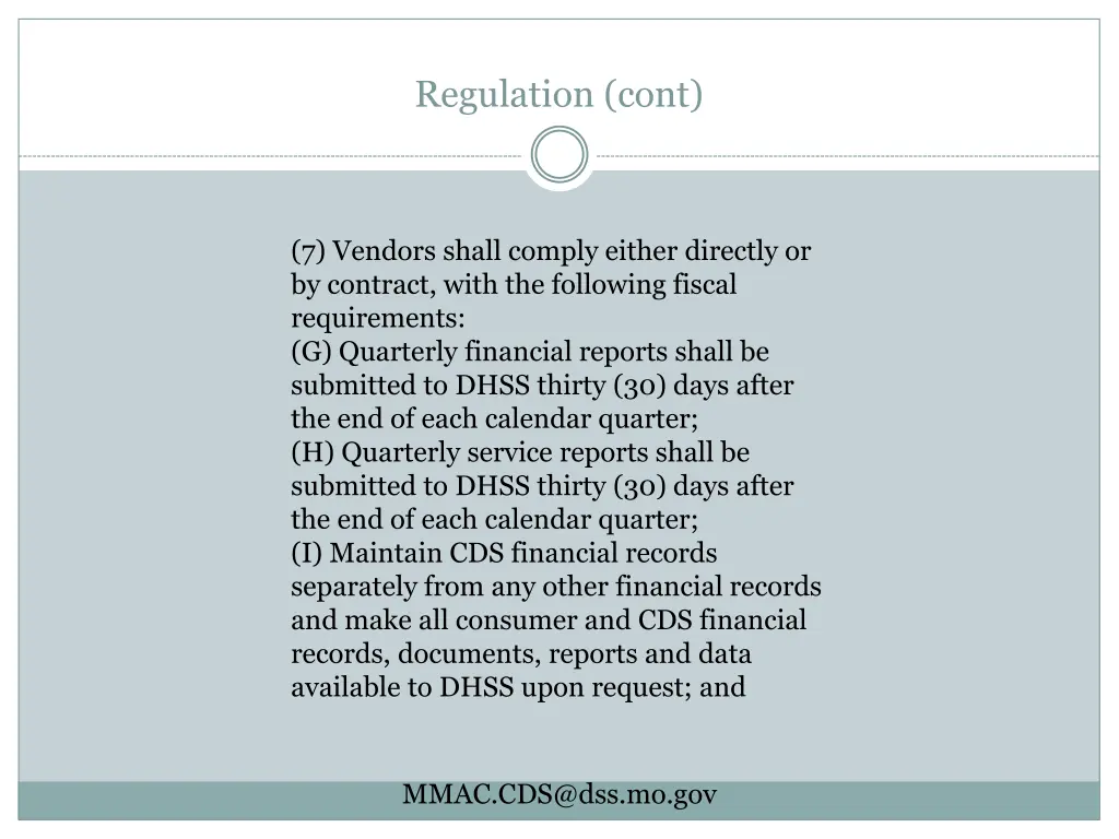 regulation cont