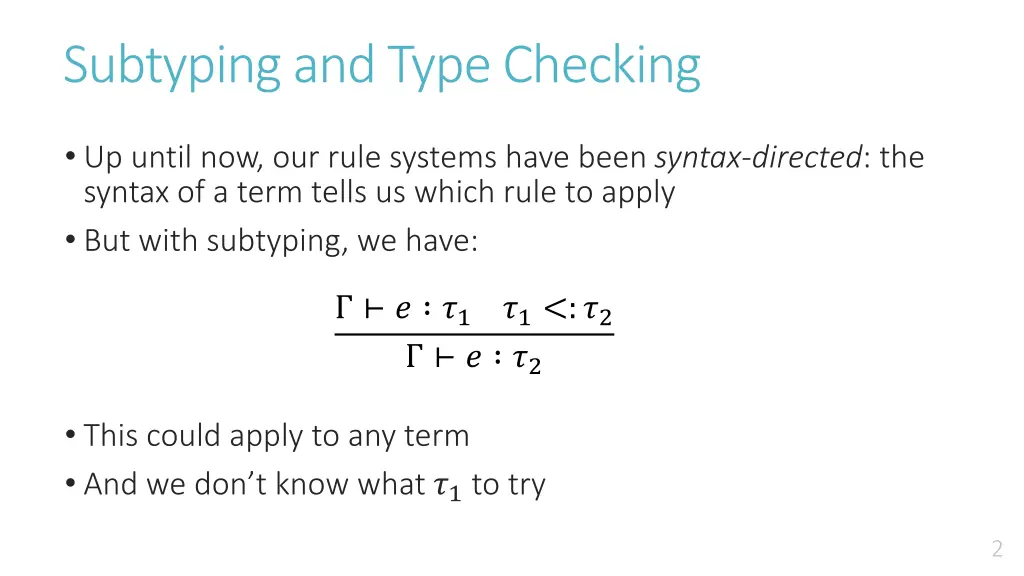 subtyping and type checking 1