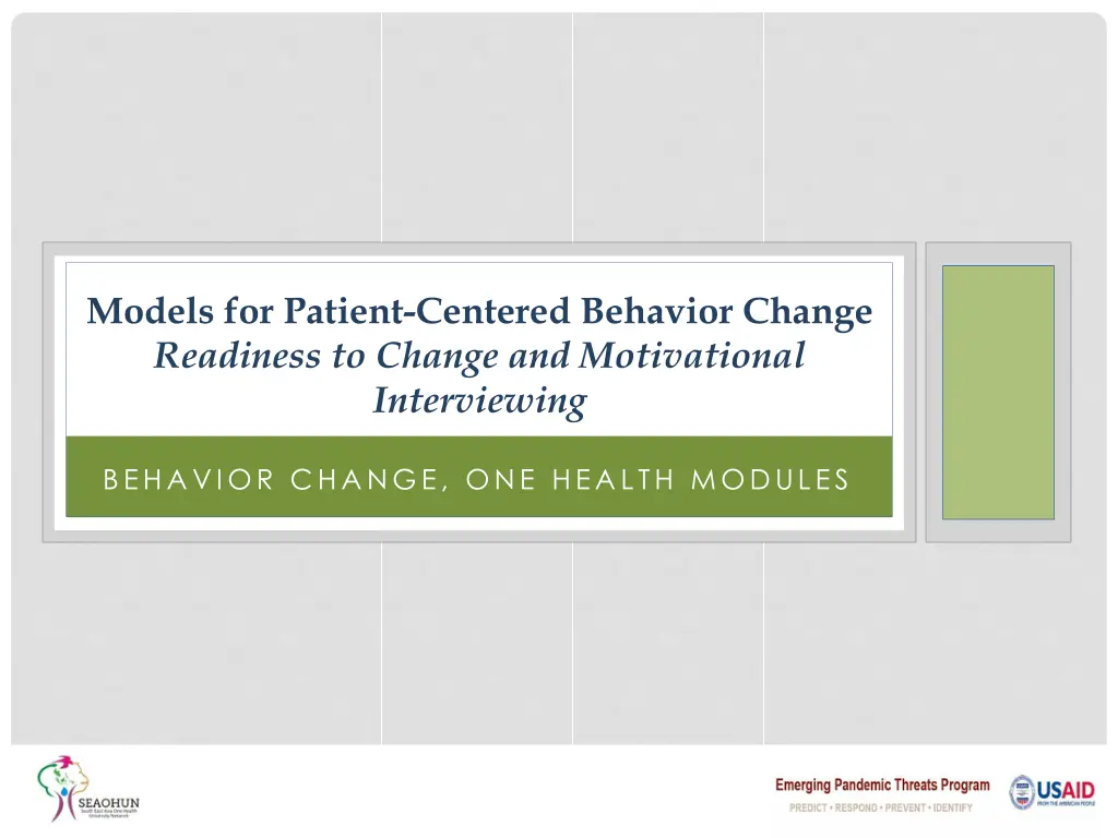 models for patient centered behavior change