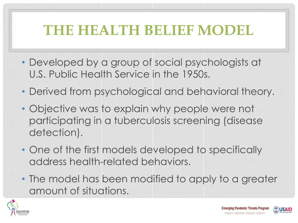 the health belief model