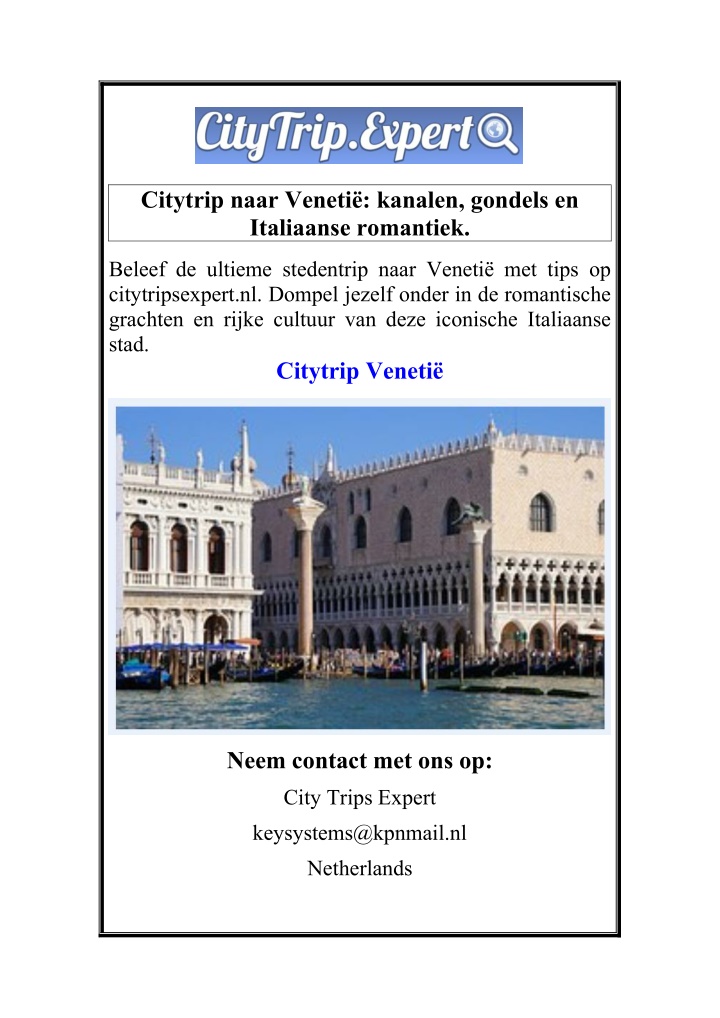 citytrip naar veneti kanalen gondels