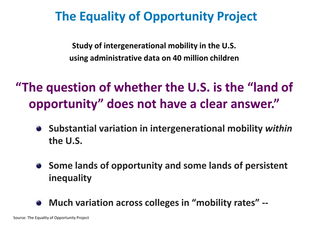 the equality of opportunity project