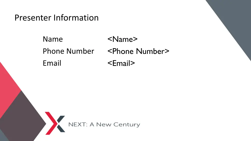 presenter information