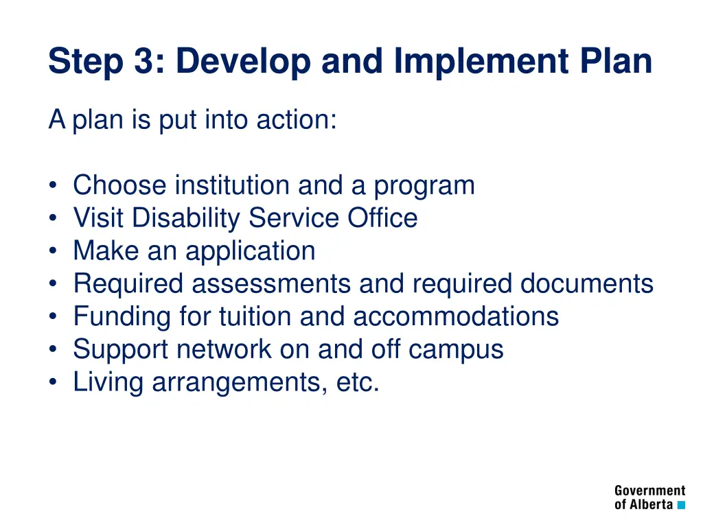 step 3 develop and implement plan a plan