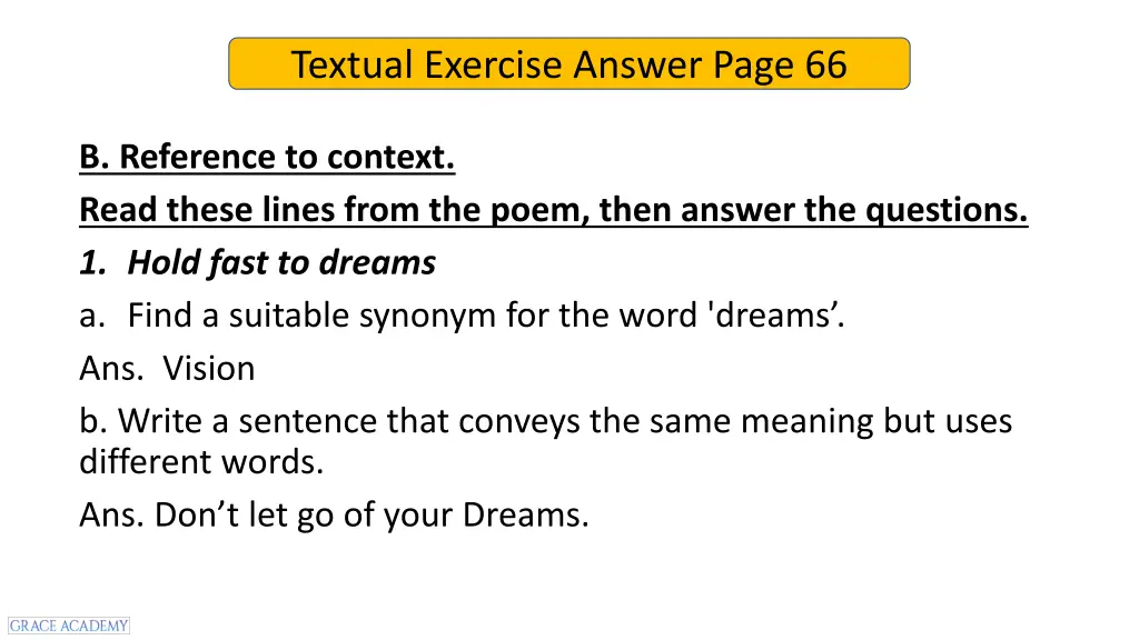 textual exercise answer page 66