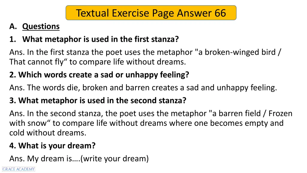 textual exercise page answer 66