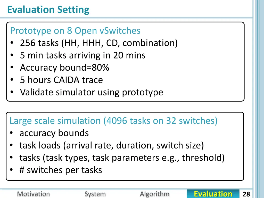 evaluation setting