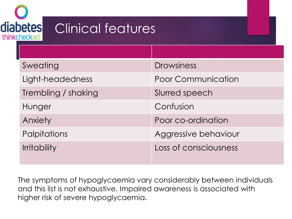 clinical features